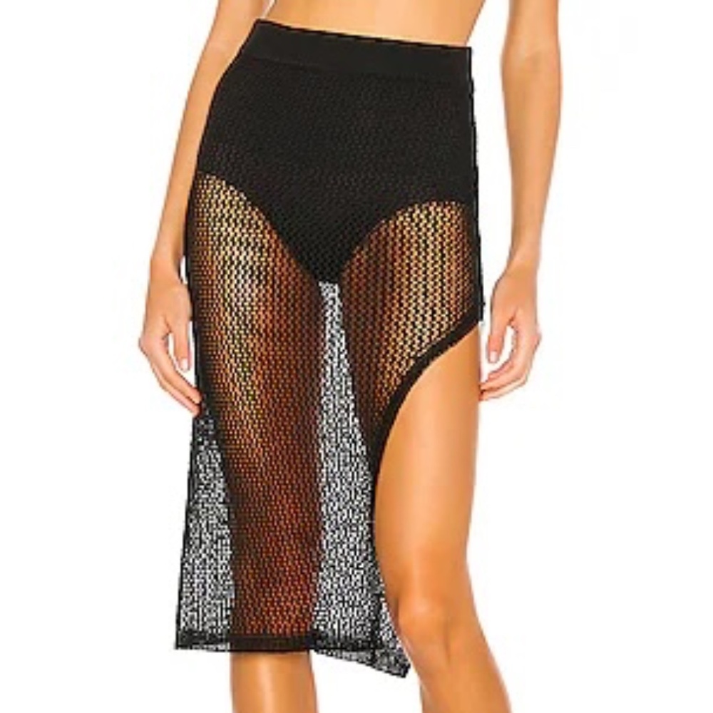 Revolve Superdown Odessa Slit Midi Skirt Black Size Medium